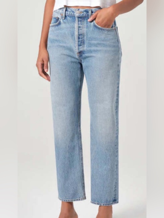 AGOLDE Denim - AGOLDE 90’s High Rise Straight Leg Jean- Classic Light/Medium Dark Wash